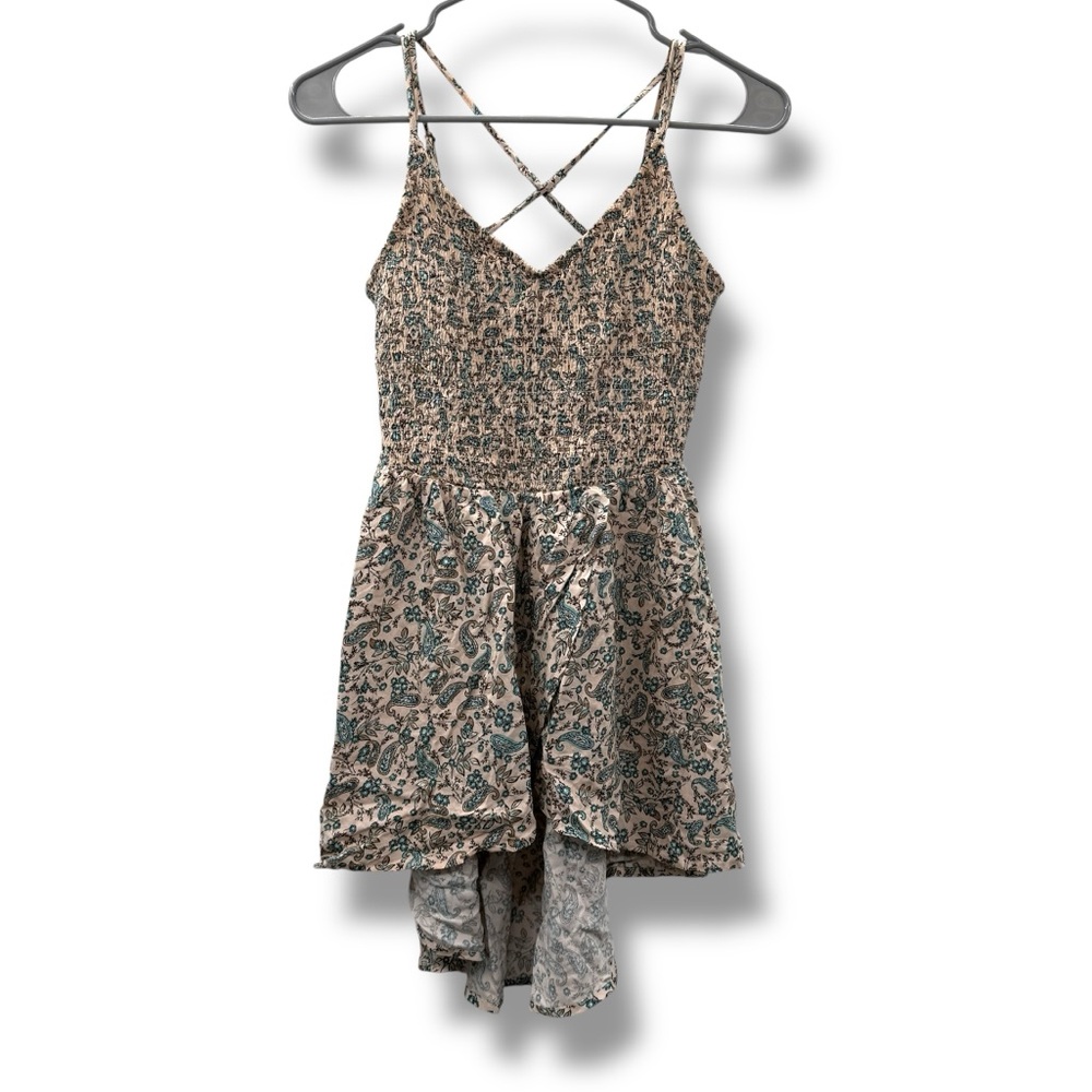 Maurices Cream Pink Blue Floral Print Sleeveless High Low Top Sz XS NEW